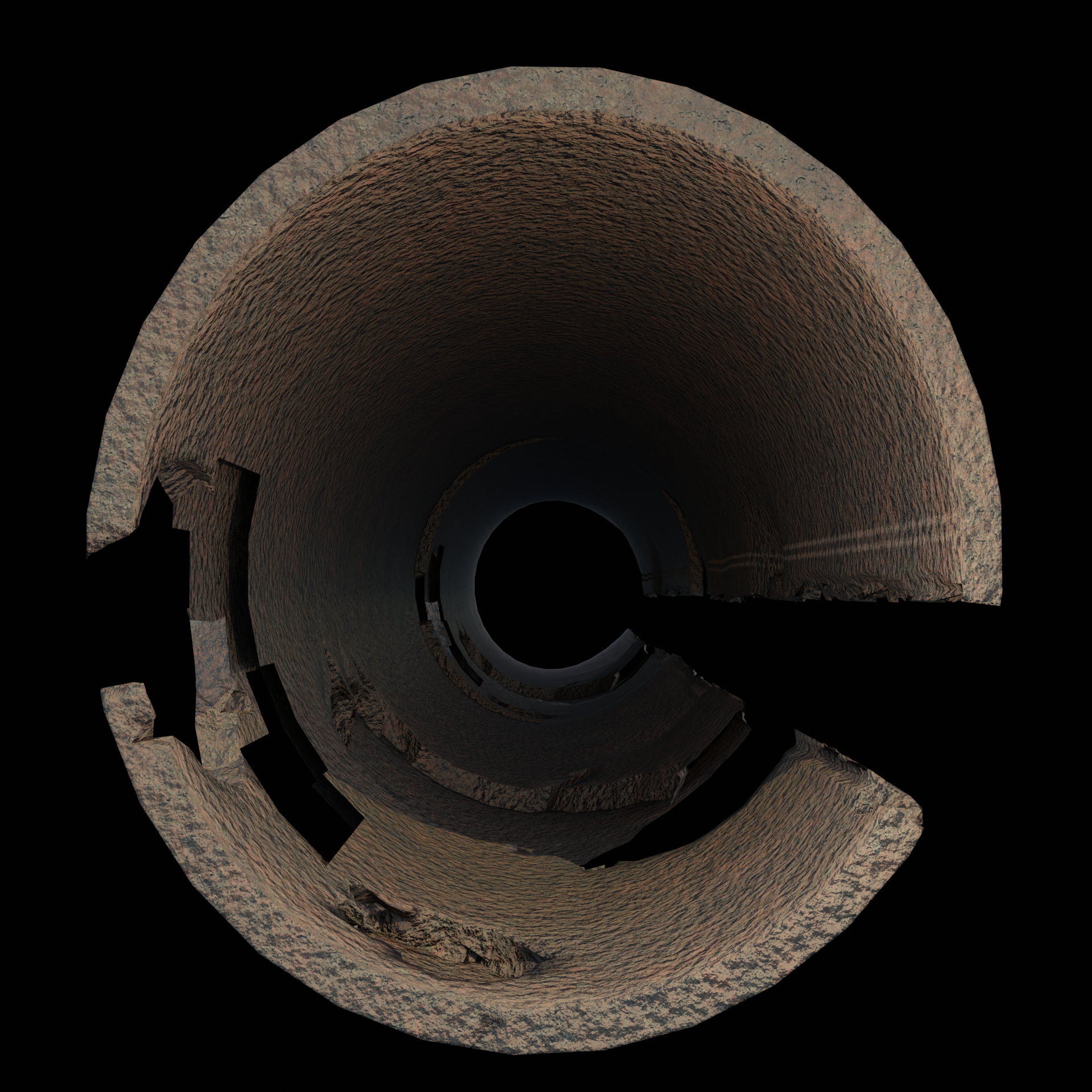 Collapsed sewer pipe section with missing pipe wall
